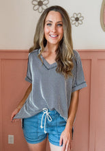 Load image into Gallery viewer, Corded Rib Short Sleeve- Black and White
