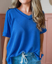 Load image into Gallery viewer, Corded Rib Short Sleeve- Bright Blue
