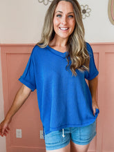 Load image into Gallery viewer, Corded Rib Short Sleeve- Bright Blue
