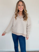 Load image into Gallery viewer, Gianna Checker Pattern Drop Shoulder Sweater
