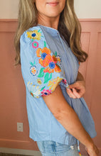 Load image into Gallery viewer, Flower Sleeve Puff Blouse
