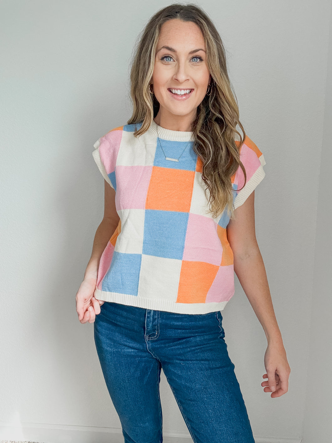 London Colorful Checkered Sweater Vest