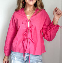 Load image into Gallery viewer, Kennedy Pink Front Tie Blouse
