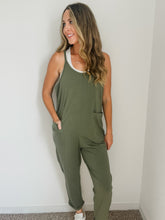 Load image into Gallery viewer, Madison French Terry Jumpsuit- Light Olive
