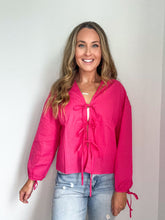 Load image into Gallery viewer, Kennedy Pink Front Tie Blouse
