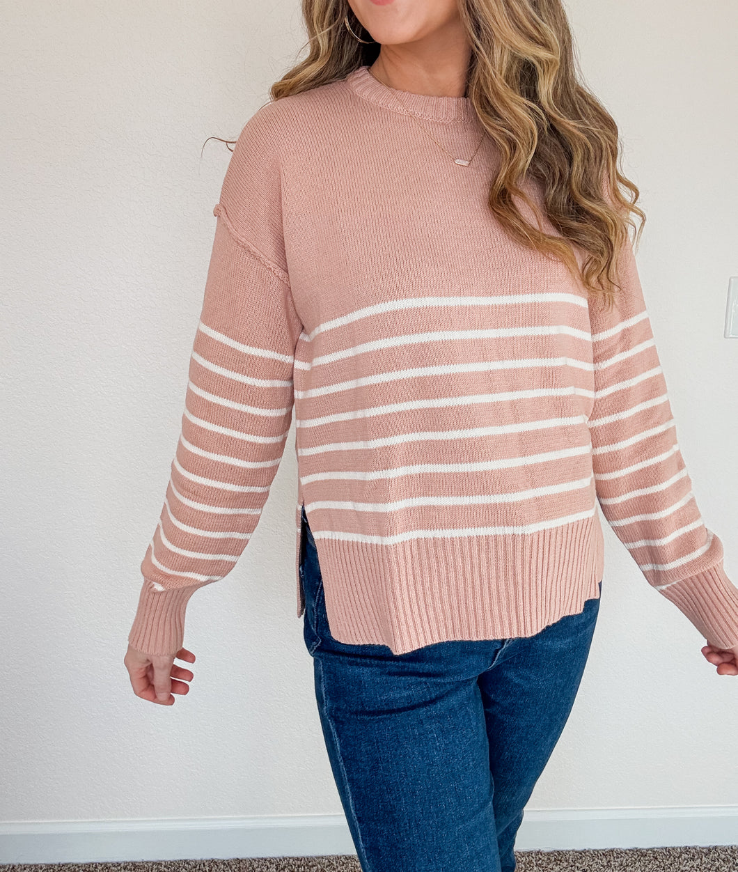 Natalie Drop Shoulder Knit Striped Sweater