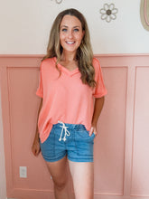 Load image into Gallery viewer, Corded Rib Short Sleeve- Coral
