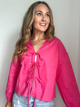 Load image into Gallery viewer, Kennedy Pink Front Tie Blouse
