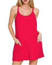 Load image into Gallery viewer, Sadie Dress with Built in Romper- Ruby
