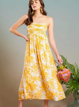 Load image into Gallery viewer, Sunshine Floral Pleated Empire Waist Midi Dress
