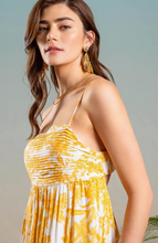 Load image into Gallery viewer, Sunshine Floral Pleated Empire Waist Midi Dress
