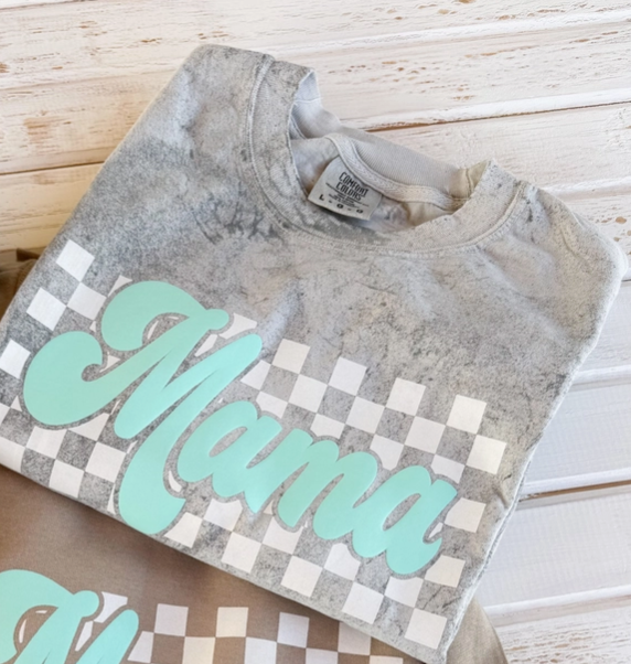 Mama Retro Teal Puff Tee