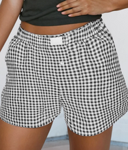 Load image into Gallery viewer, Black Gingham Printed High Waist Shorts
