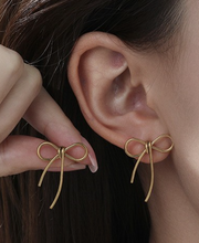 Load image into Gallery viewer, 18K Stainless Steel Bow Earrings
