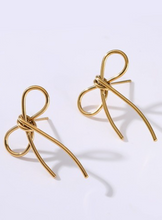Load image into Gallery viewer, 18K Stainless Steel Bow Earrings
